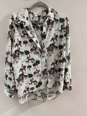 Studio Park x Shawn Killinger Equestrian Hunt Scenic Print Button-Up Shirt